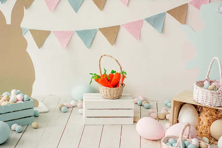 Planches en bois pour fête préChristophe, thème de Pâques, arrière-plans photographiques, lapin, anniversaire, décor d'oeufs, enfants, nouveau-né, fleurs, arrière-plans tulipes