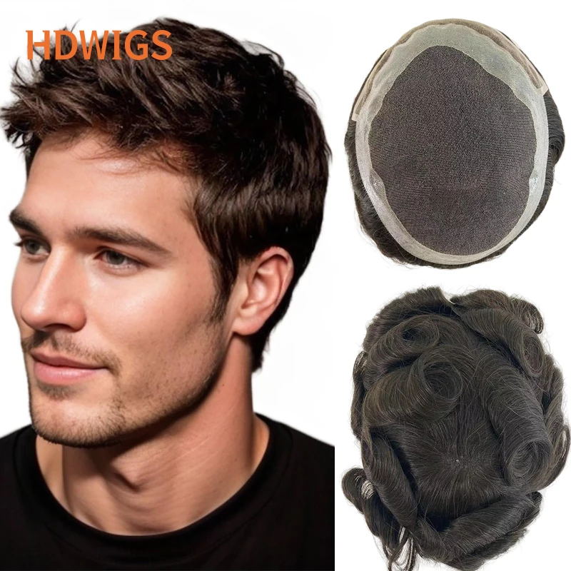 Skinlike HDLace PU Men Toupee Human Hair Wig HDWIGS Human Remy Hair System Units Natural Hair Replacement HD Lace PU Hair Topper