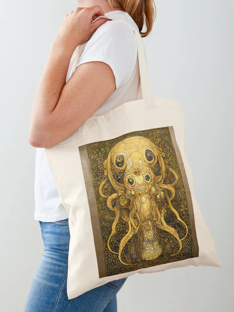 Cthulhu via Klimt #5 Gustav Klimt Vienna Secession HP Lovecraft Tentacles Tote Bag tote woman Canvas