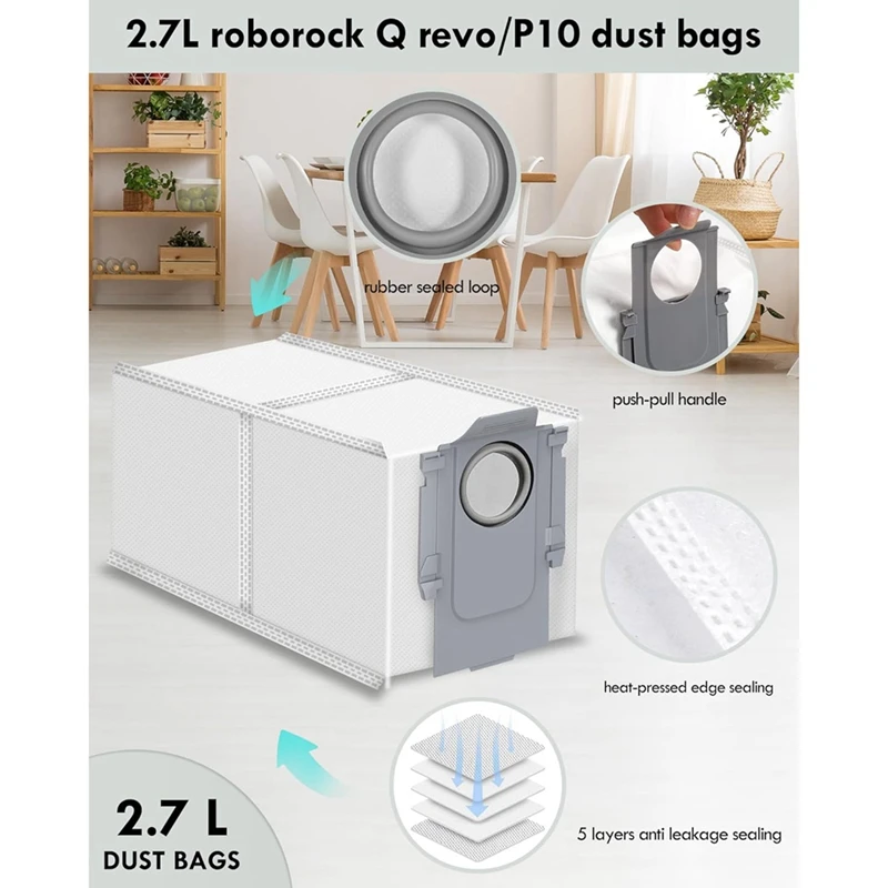 Roborock-q revo掃除機,メインブラシ,Hepaフィルター,モップクロス,ダストバッグ,交換部品