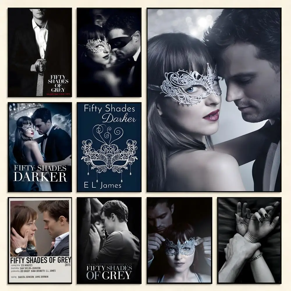 Romantic Movie Fifty Shades of Grey Poster Digital Solvent Print Waterproof PP Fade-Resistant Wall Art Room Decor Gift
