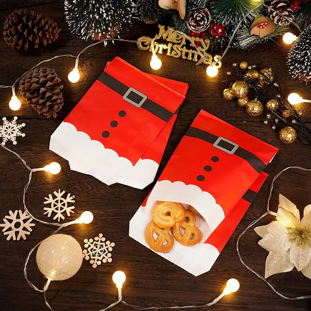 

50pcs Bags Christmas Kraft Paper Small Party Favor Supplies Storage Containers for Cookies Chocolate