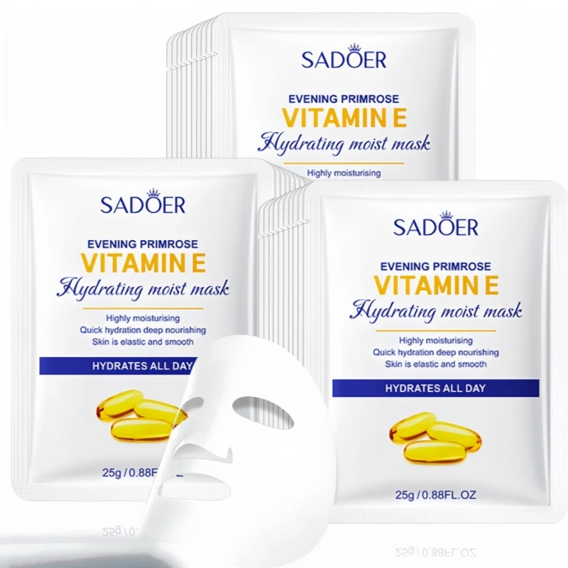10 Pieces of Evening Primrose Vitamin E High-Moisturizing Hydrating Mask, Which Replenishes Skin Moisture, Moisturizes, Softens, and Beautifies the Skin, and Helps Improve Dry and Rough Skin.
