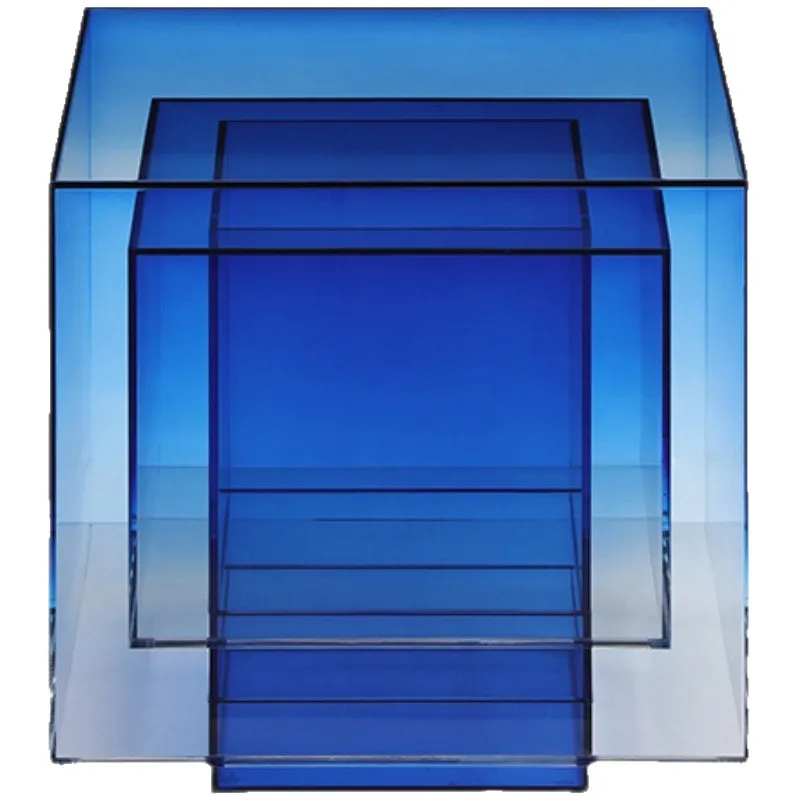 

Nordic creative gradual change square acrylic coffee table modern model room living transparent corner few bedside table