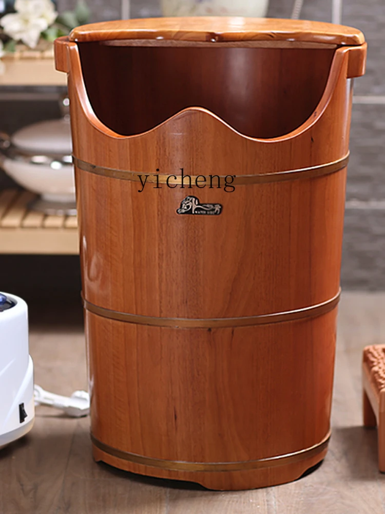 XL over-the-Knee Steam Fumigation Foot Bath Barrel Wooden Constant Temperature Foot Washing Foot Bath Tub over-the-Knee