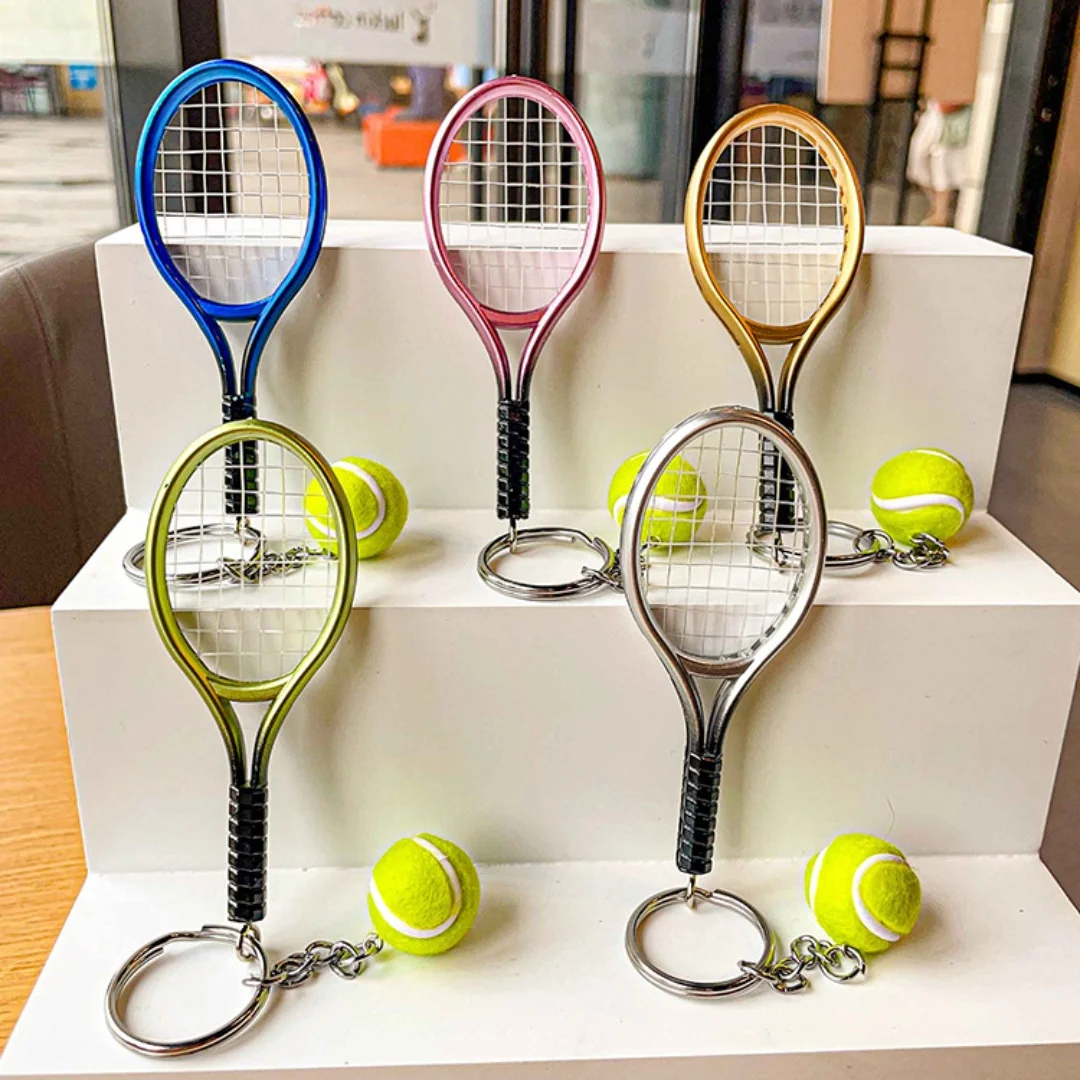 Alloy Tennis Tennis Ball Split Ring Keychain for Sport Lovers Team Gift