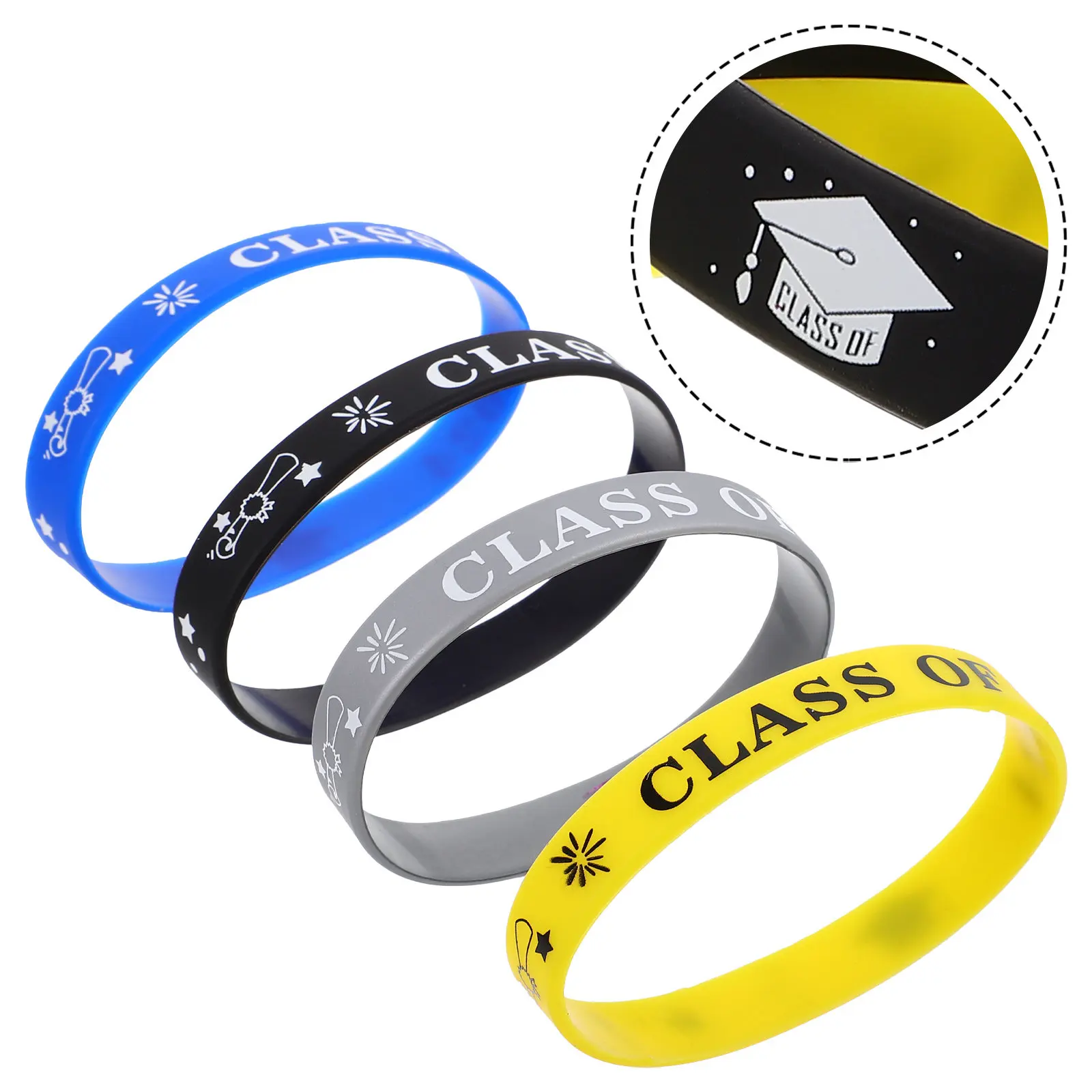 24pcs Class of 2024 Graduation Silicone Wristbands – Reusable, Comfortable Party Bracelets for Graduation Events