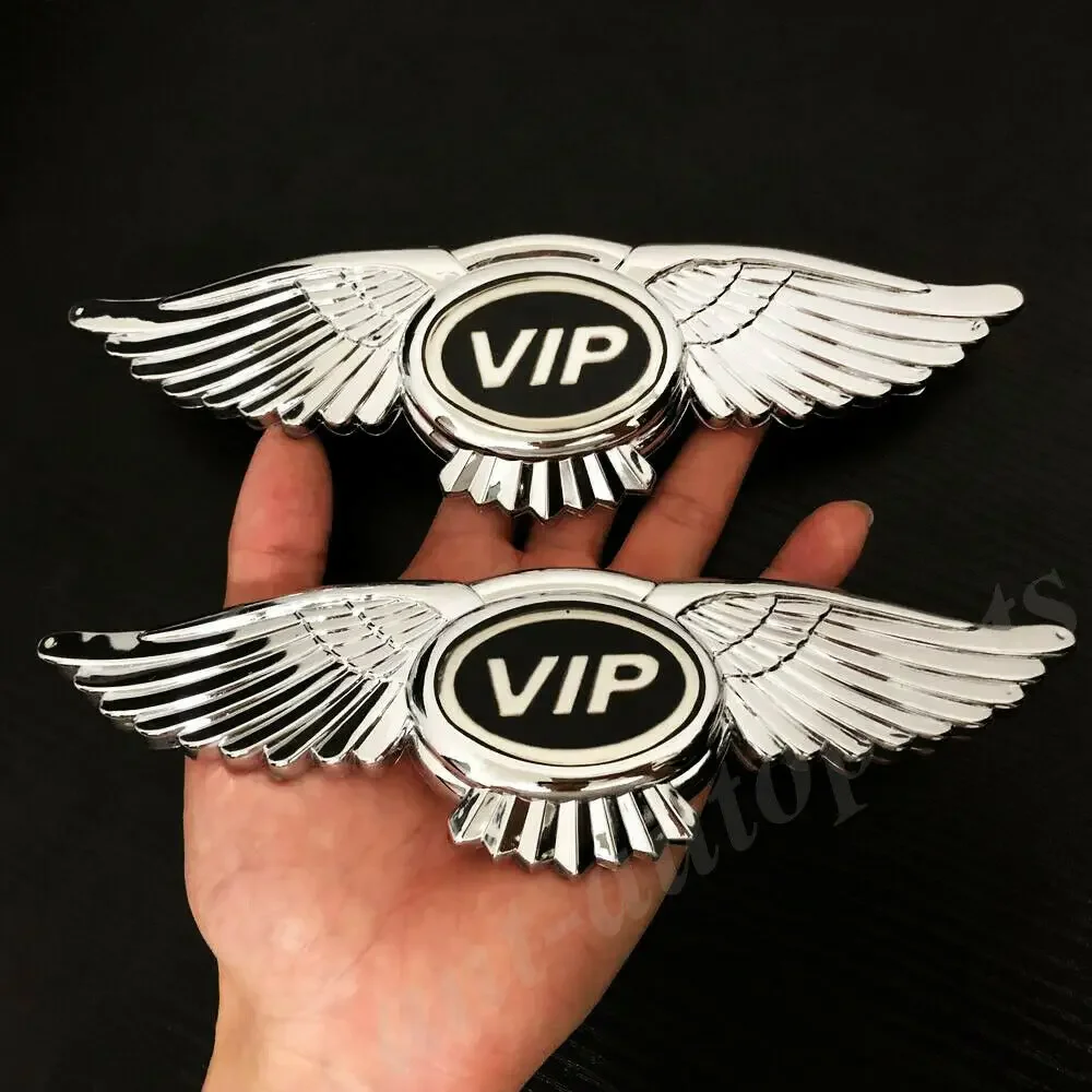 

2pcs Metal Luxury VIP Logo Wings Car Bonnet Hood Emblem Badge Decal Sticker JDM