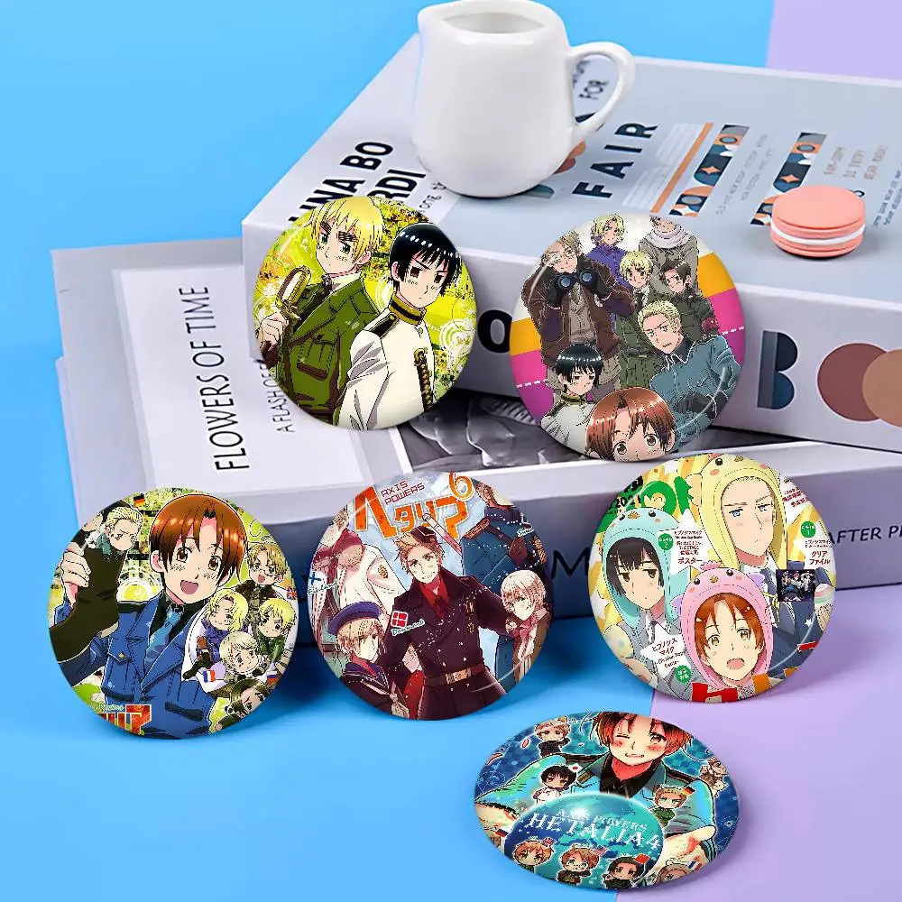 Broches de Anime Hetalia Axis Powers, Insignias Redondas Creativas, Regalos, Pines de 32/44/58 mm