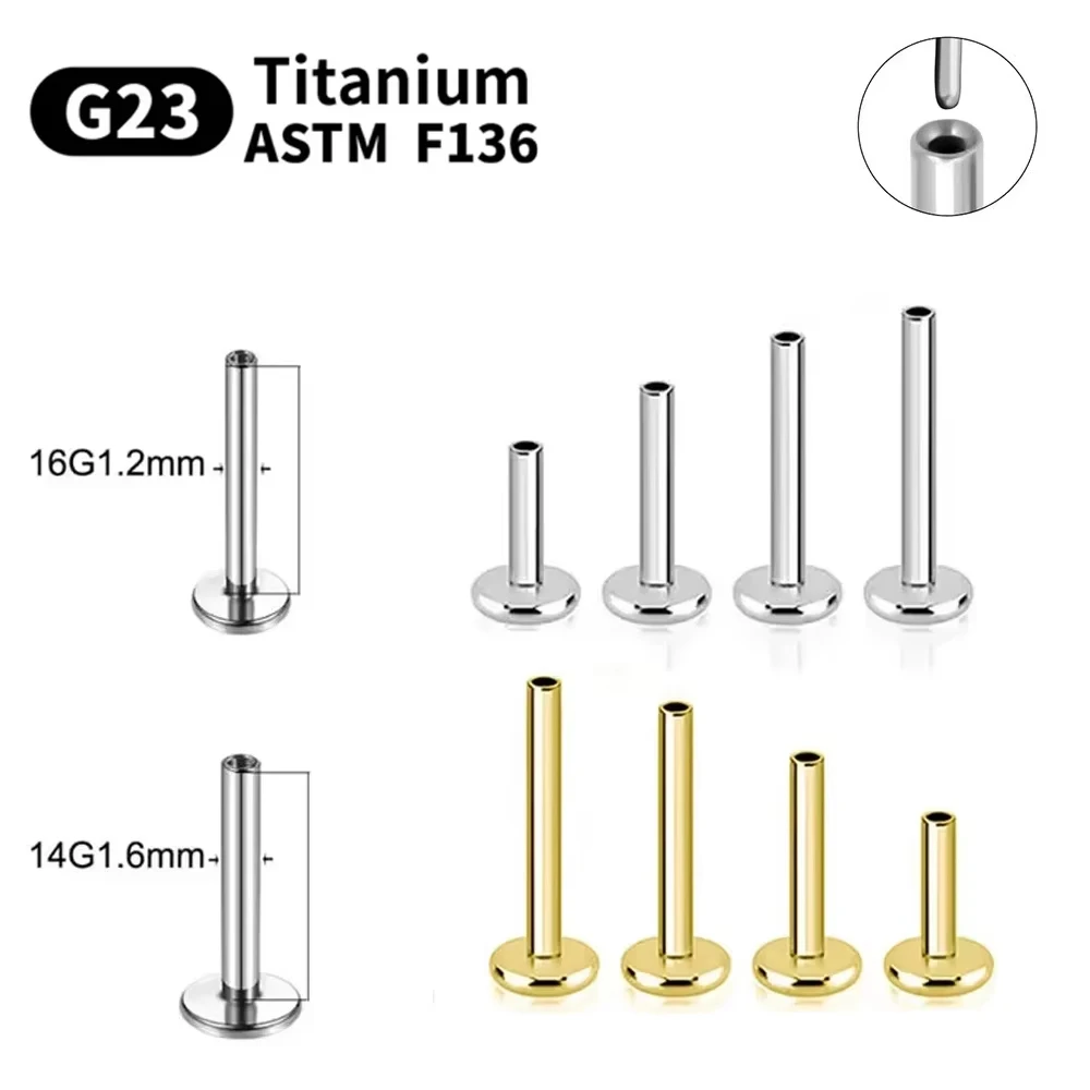10 pièces G23 titane Labret 16G 18G 4/14mm tige filetage interne bouchon Septum oreille lèvres nez Piercing Tragus corps bijoux accessoires