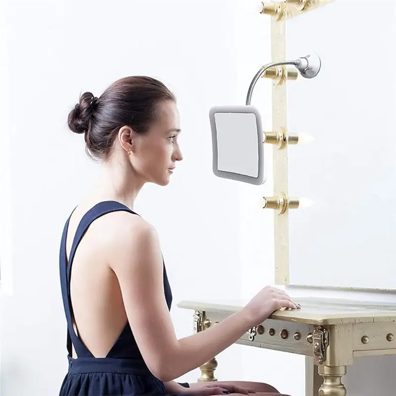 YWDZ-Square 10X Magnifying Makeup Mirror, Flexible Gooseneck LED Lighted, Power Locking Suction Cup, Bright Diffused Light