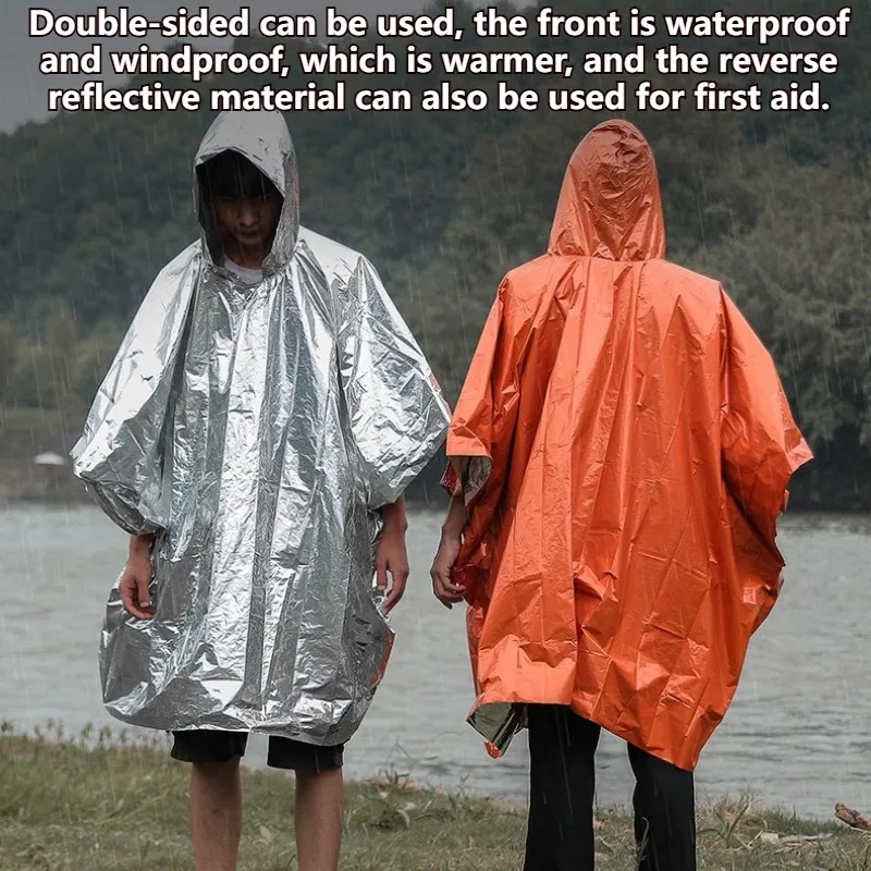 1-10PCS Emergency Rain Poncho Thermal Foil Blanket for Outdoor Survival Cold Weather Protection and First Aid Supply