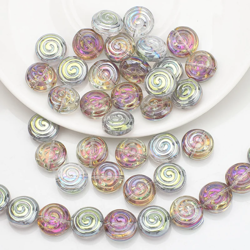 15PCS/LOT Colorful 12MM Rotating Circle Candy Crystal Glass Beads Wholesale DIY Handmade Hair Accessories