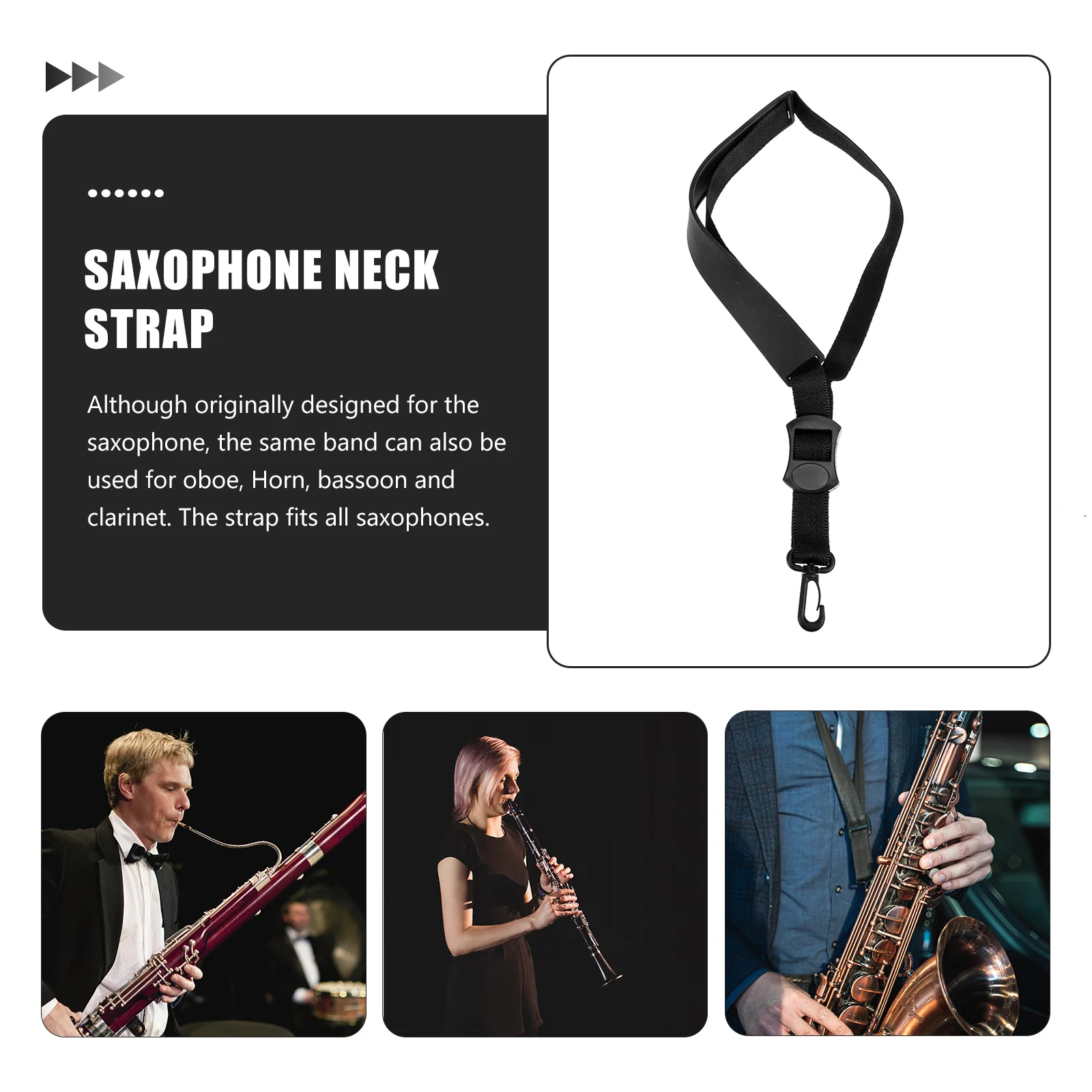 

Silicone Saxophone Neck Strap for Alto Tenor Soprano Adjustable Replacement Saxophone Strap Comfortable Wear Sax Neck Straps