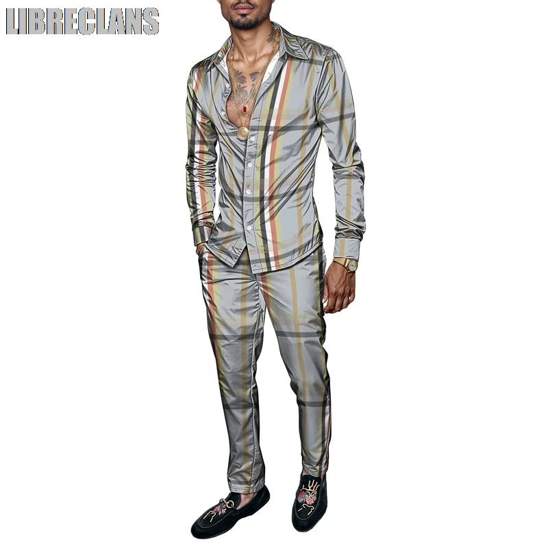 

Simple Printed Spring Winter Men's Clothing Shirt Set Fashion Simple Long Sleeve Set Breathable Comfortable Fashion Men's Suits