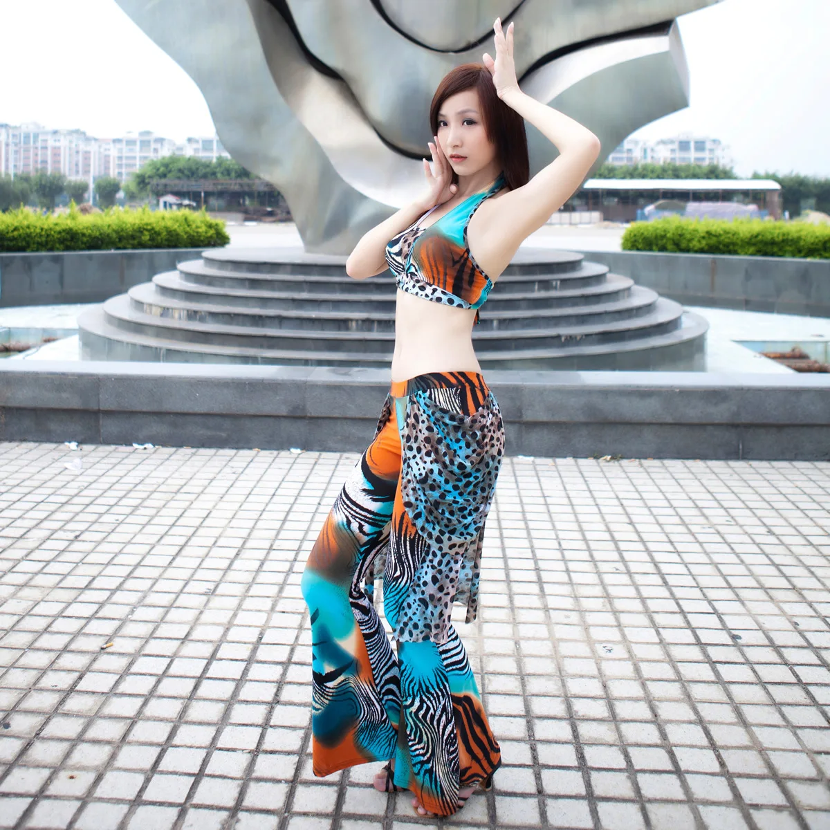 

Belly Dance Costumes for Women Leopard Goddess Oriental Dance Training Suit For Women Dancing Wear Practice Outfit