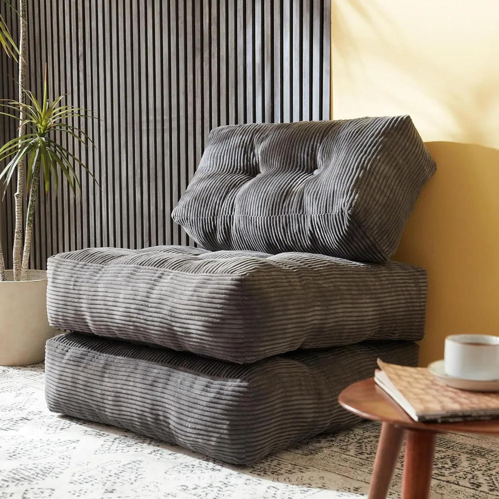 

3 in 1 Folding Sofa Bed with Pillow Back Support, Convertible Mattress Floor Cushions, Portable Futon Couch Bed & Sleeper Chair