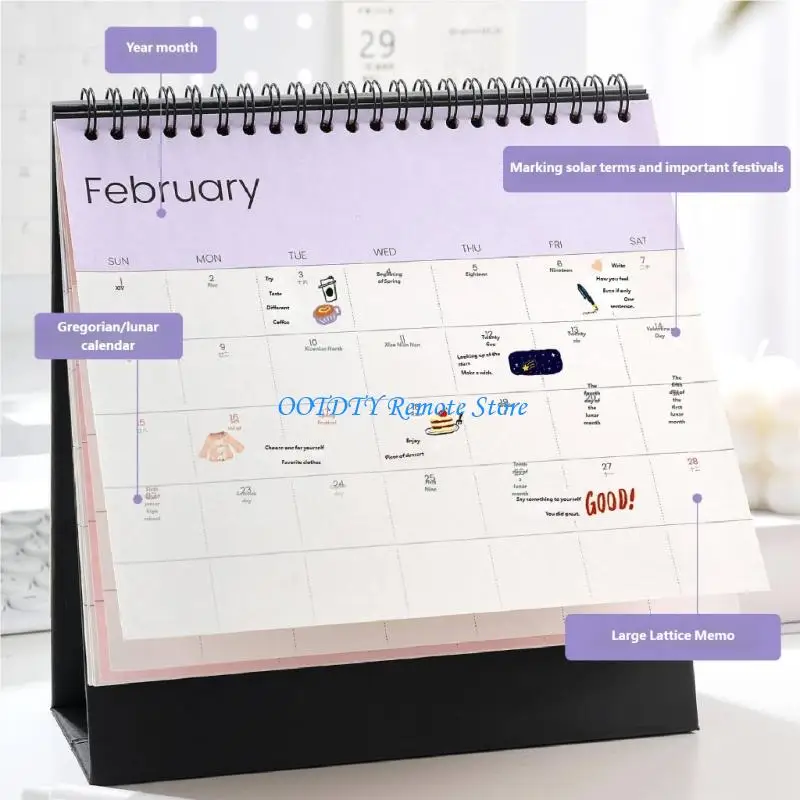 

Настольный календарь на 2026 год. Академический календарь с двойной катушкой для управления планом задач.