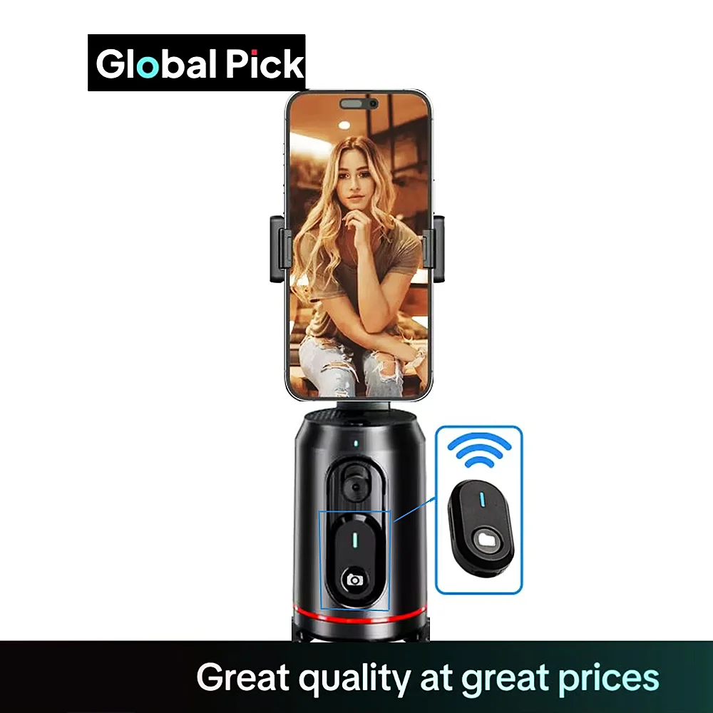 FGCLSY AI Gimbal حامل هاتف سطح المكتب الكل في واحد مثبت 360 ° تتبع الوجه التلقائي لمدونة فيديو الهاتف الذكي المباشرة
