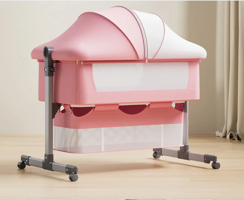 PinkNewborn Crib European Style kids Infant Bed Removable Multifunctional Portable Folding reborn baby doll cribs