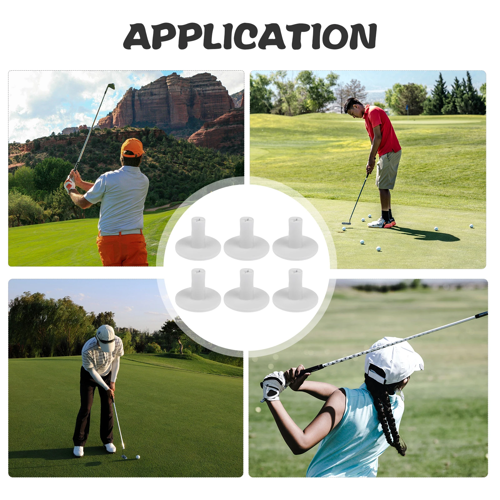 

6 Pcs Golf Ball Tees Height Adjustable Lightweight Durable TPR Training Accessories St Cap Clip Holder Golfs