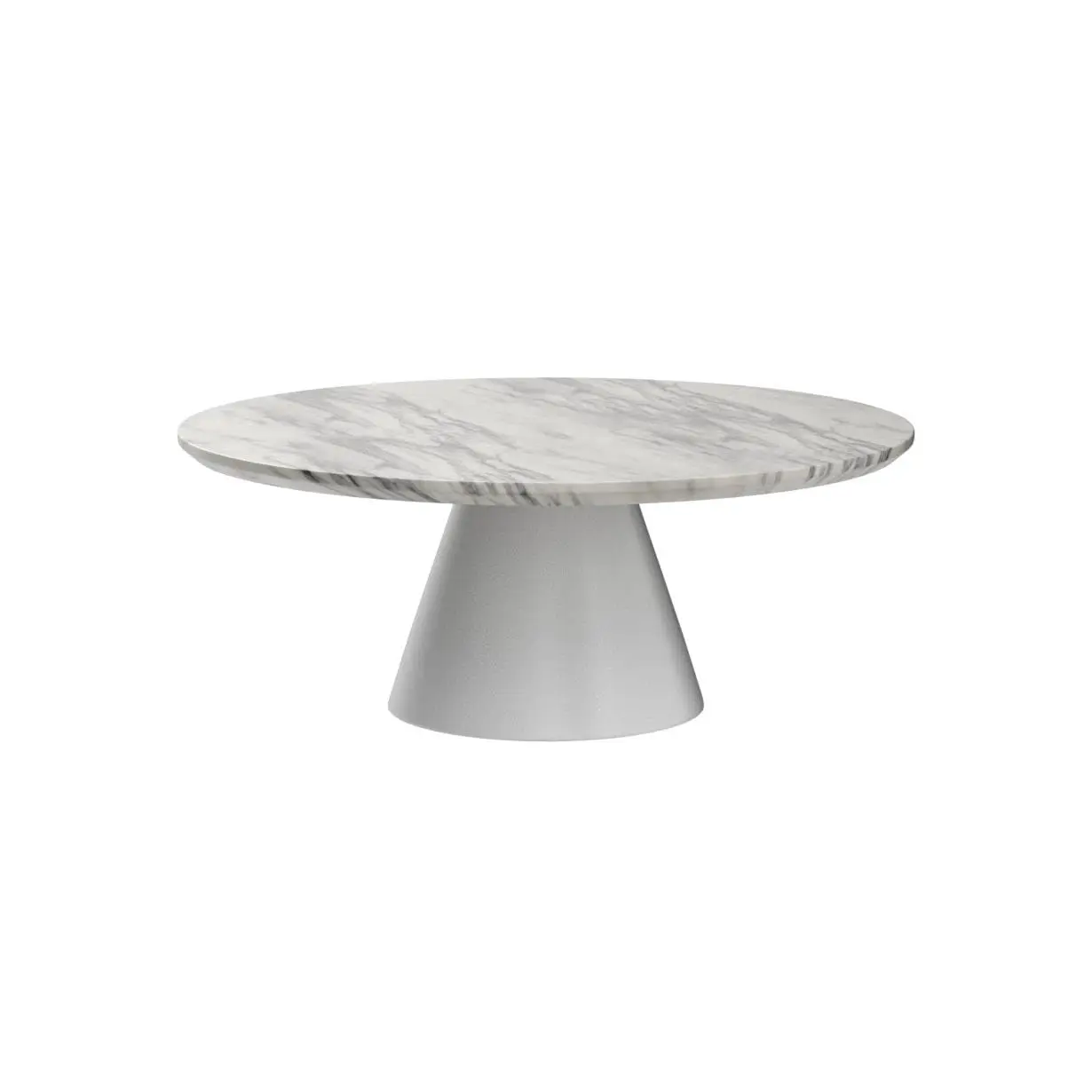 Coffee Table - Round Coffee Table - Contemporary Minimalist Coffee Table With Tapered Central Pillar - White, Customized