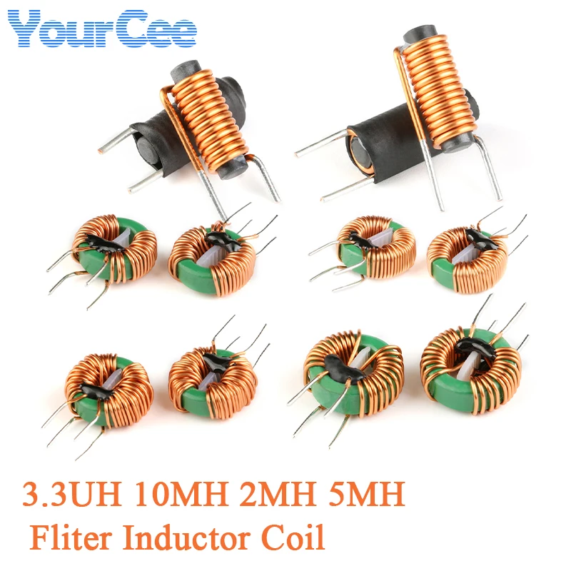 2pcs Filter Inductor 22*14*8 2MH 0.1 Wire 14*9*5mm 10MH 2MH 5MH Common Mode Choke Inductor 4*15mm 3.3UH R Rod Inductance Coil