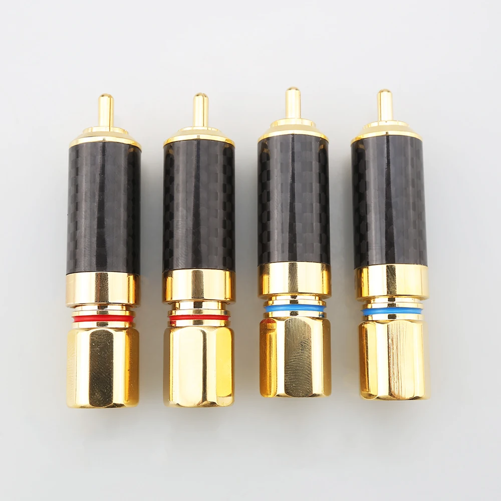 

Hifi X 4 шт. углеродное волокно HIFI аудио-видео адаптер 24K позолоченный разъем RCA Высококачественный аудио-видео адаптер