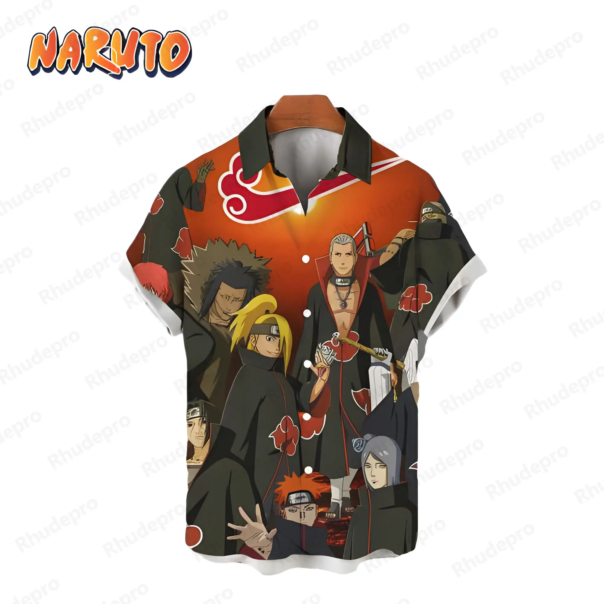 

Men's Shirt Seaside Trip Clothing Naruto 2024 Tops High Quality Shirts Oversized Short Sleeve Fashion Beach Style Anime Y2k