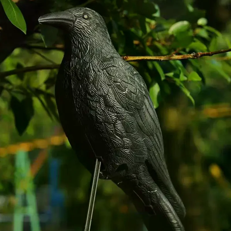 Realistic Black Raven Crow Bird Repellent Pigeon Scarer Scary Fake For Garden Outdoor Farm Pest Control