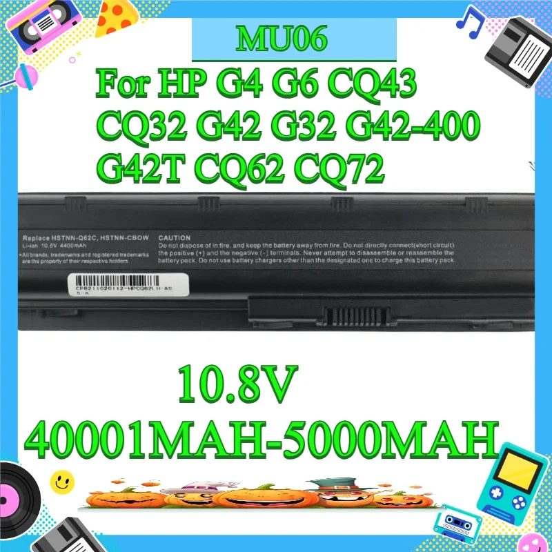 [NEW] 10.8V, 40001MAH-5000MAH, Laptop Battery For HP G4 G6 CQ43 CQ32 G42 G32 G42‑400 G42T CQ62 CQ72 hp431, MU06
