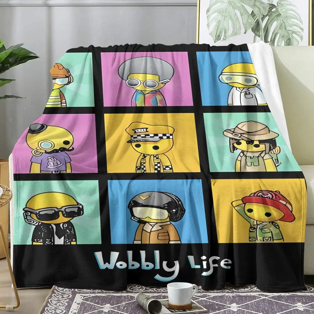 W-Wobbly Life Throw Soft Flannel Throw Summer Blanket Lightweight Cozy Nap Blanket for Sofa Bed Travel