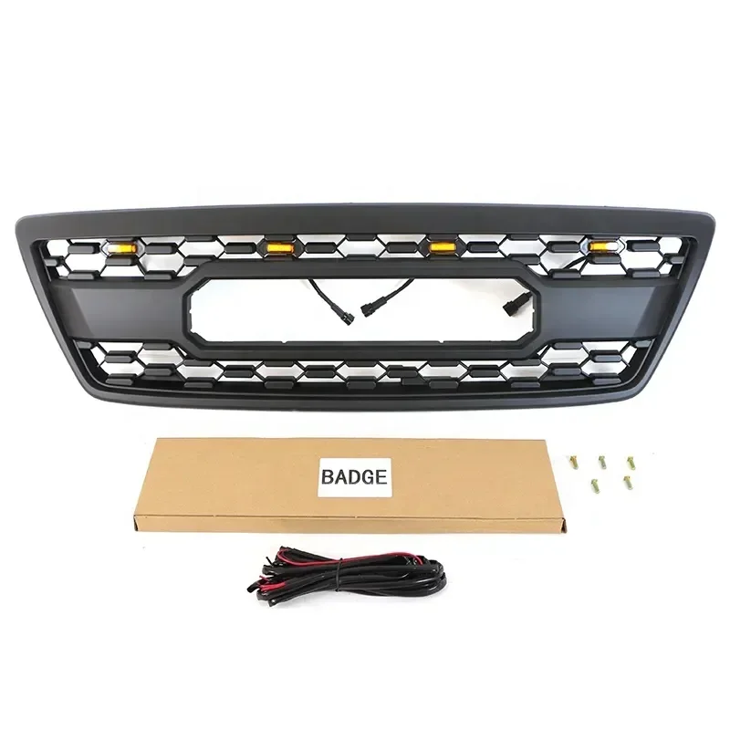 Other Exterior Accessories Black ABS Front Center Mesh Grill Cover With 4 LED Lights Fit For 2003-2007 LX470 570 Harrie