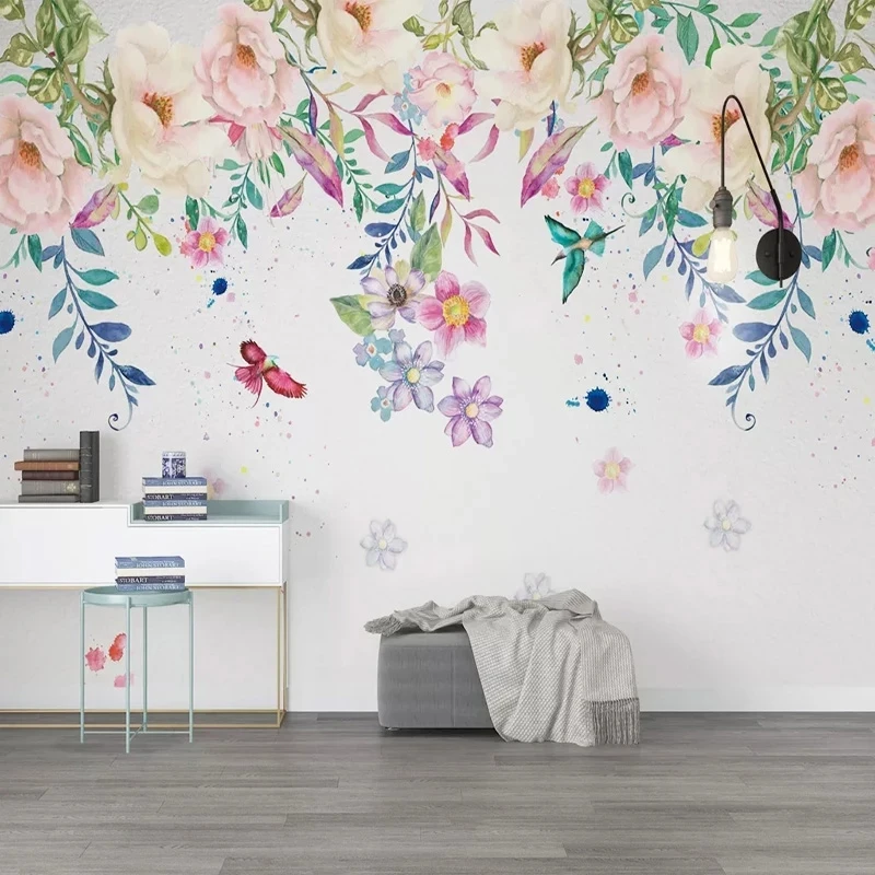 Customized Photo Mural Wallpaper 3D Hand-Painted Flower Kids Bedroom leaf Living room sofa TV background wall bedroom restaurant