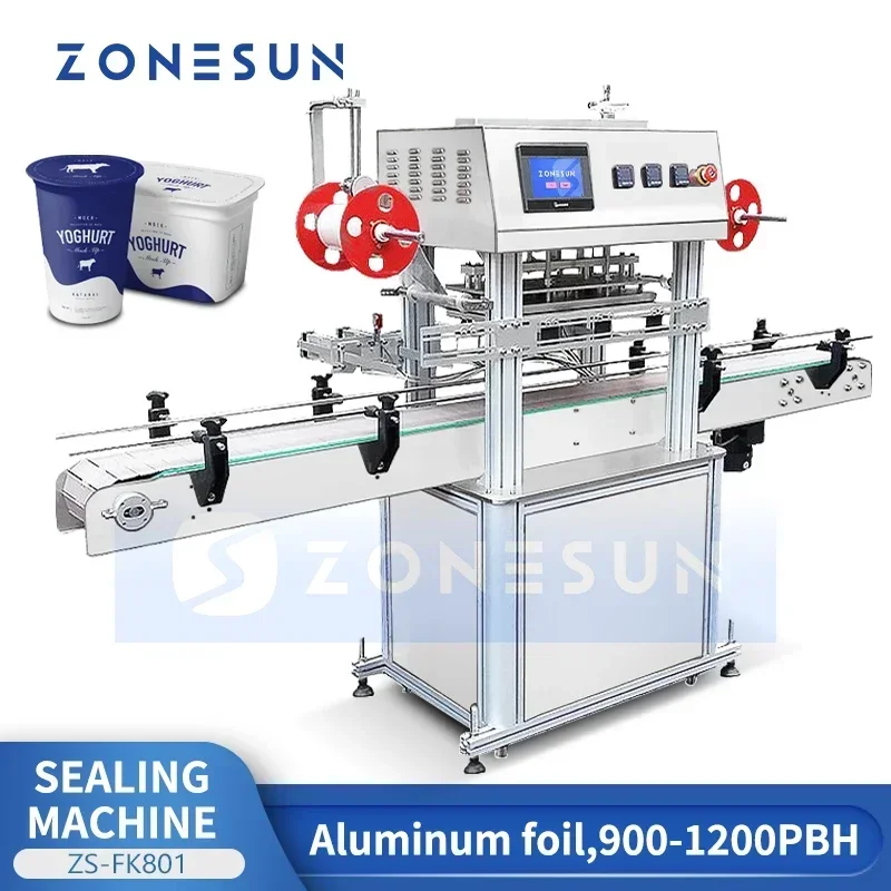ZONESUN อัตโนมัติอลูมิเนียมฟอยล์เครื่องซีล Jar ขวดความร้อนเครื่องซีลบรรจุภัณฑ์อาหาร ZS-FKR2T
