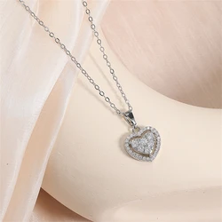 ZAKOL Luxury Zircon Heart Pendant Necklaces For Women Elegant Sliver Color Crystal CZ Necklace Bridal Wedding Jewelry Gift