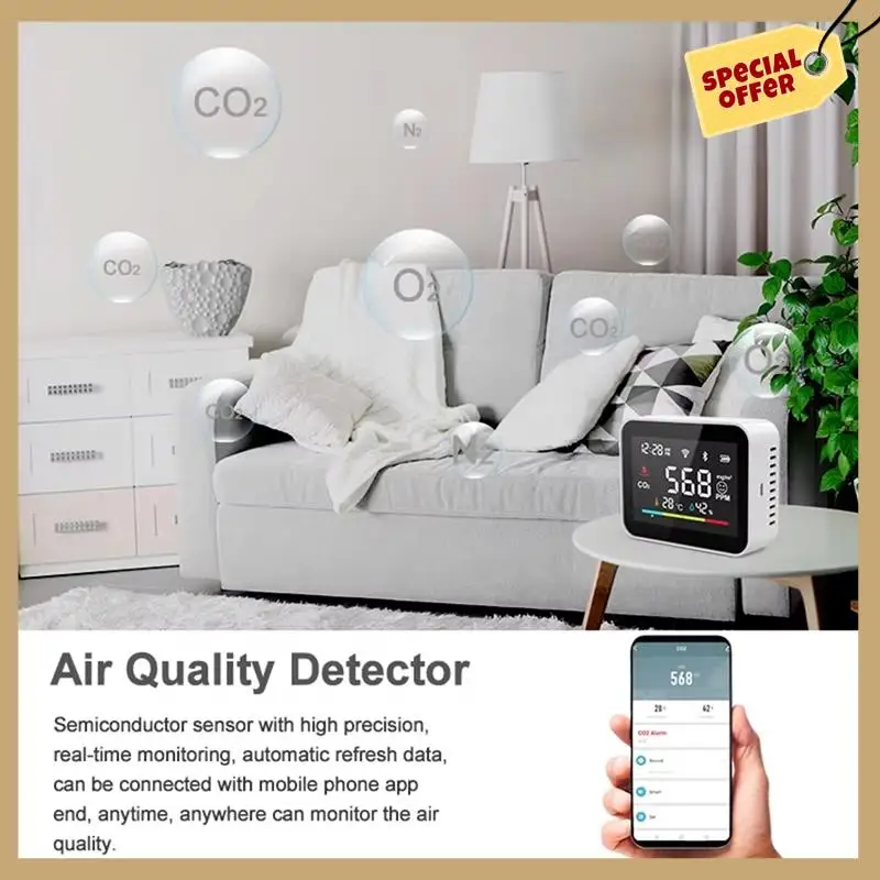 

Stable Performance-Tuya Co2 Dioxide Detector WIFI CO2 Monitor Meter Co2 Sensor Tuya Indoor Agricultural Greenhouse Air Humiture