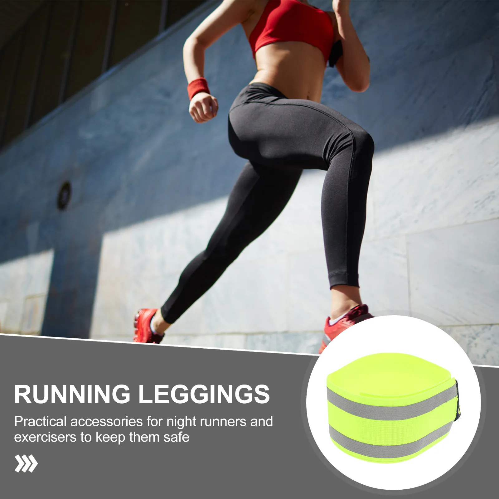 2Pcs Reflective Leg Strap Outdoor Safety Band Adjustable High Visibility Wristband Running Cycling Security Bracelet