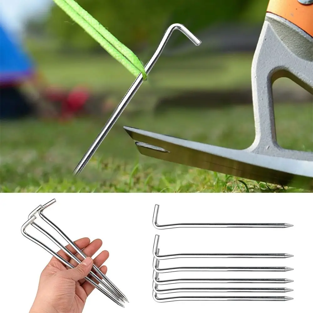 Portable Metal Camping Tent Stak Heavy Duty Easy To Fixed Ground Stakes Spikes 18cm Tent Canopy Nails Ground Pin Hook Outdoor