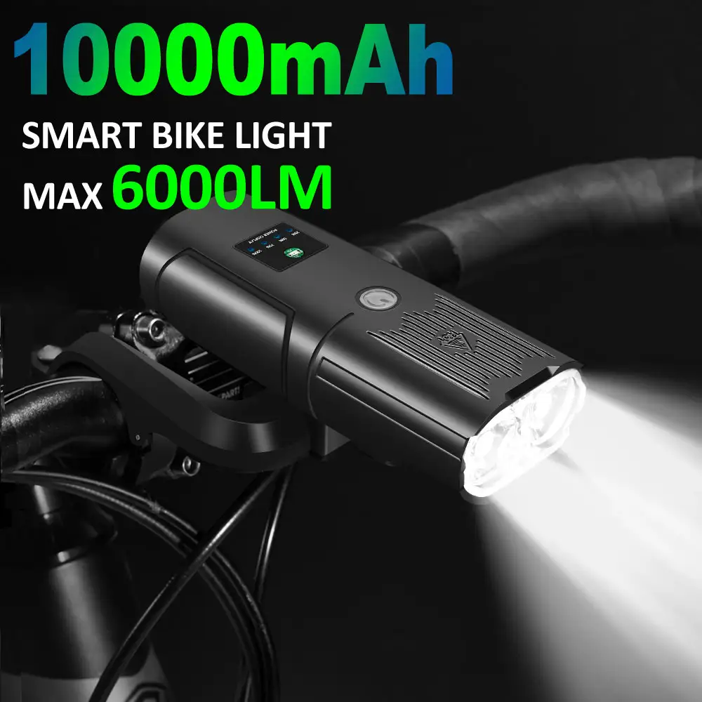 Newboler luz de bicicleta inteligente frente 10000mah luz 6000 lúmen à prova dwaterproof água carregamento usb mtb estrada ciclismo lâmpada acessórios da bicicleta