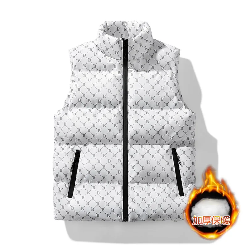 

Fashion Letter Pattern Men's Cotton Vest Thick Warm Waterproof Vests Jackets Unisex Winter Casual Waistcoats Sleeveless Clothing