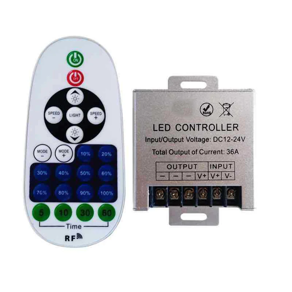 

ABPQ-Dimmer Remote Big Power 360W Led Box Контроллер для одноцветной светодиодной ленты DC12-24V с затемнением 23Key ИК-пульт дистанционного управления