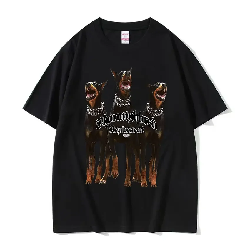 Men's Hip Hop Trend T Shirt Funny Rottweiler Doberman Graphic Print T-shirts Summer Men 100% Cotton Oversized T-shirt Streetwear