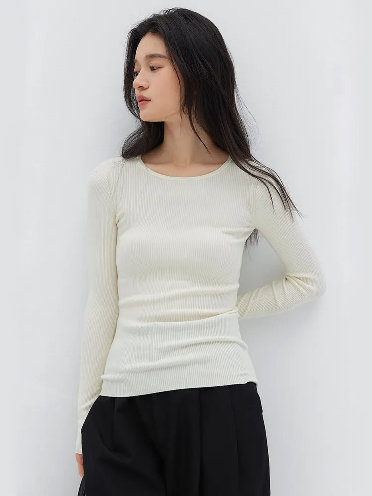 Feedback special ~ upgraded version super120s Yangtze worsted wool high elasticity thickened small crew neck bottom knitwear
