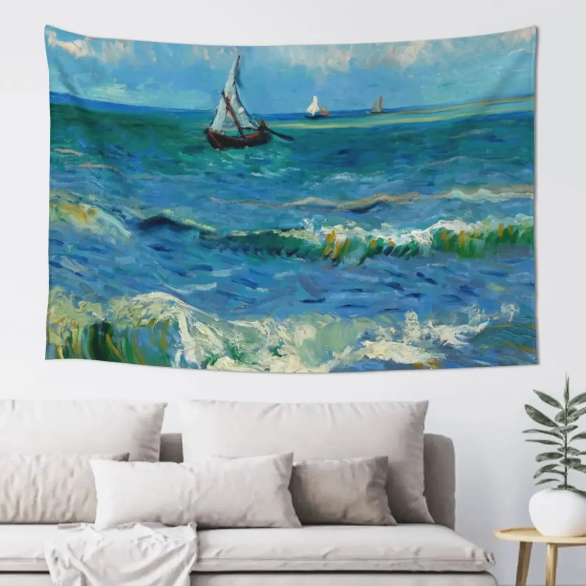 

Vincent Van Gogh The Sea at Les Saintes-Maries-de-la-Mer, 1888 Tapestry Bedrooms Decor Decoration Wall Tapestry