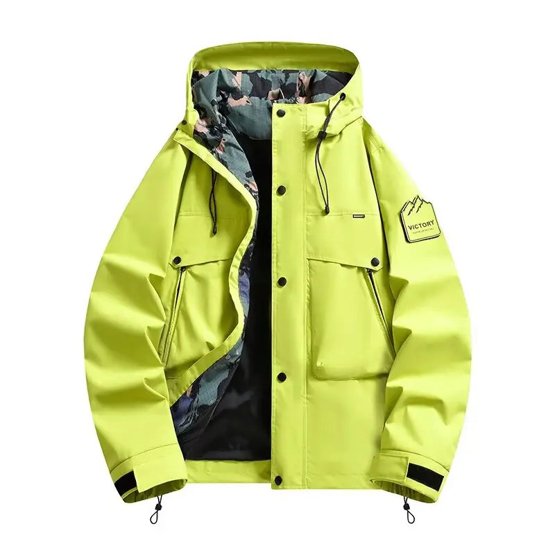 

Men's Casual Loose Spring Autumn Windproof Mountain Series Jaet Hooded Sweatirt Polyester Fiber Long Sve Zipper Closure