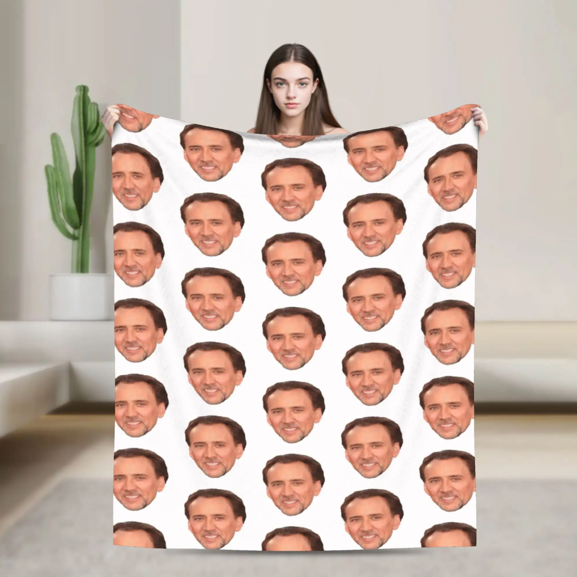 Nicolas Cage Blankets Velvet Summer Air Conditioning Actor Multi-function Soft Throw Blanket for Bed Travel Rug Piece