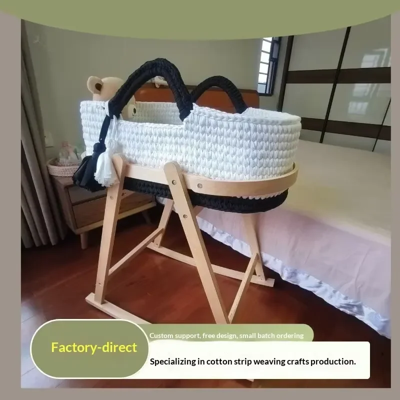 Crocheted Handmade Cotton Crib Storage Basket Newborn Diaper Changer Oval Model Knitted Goods