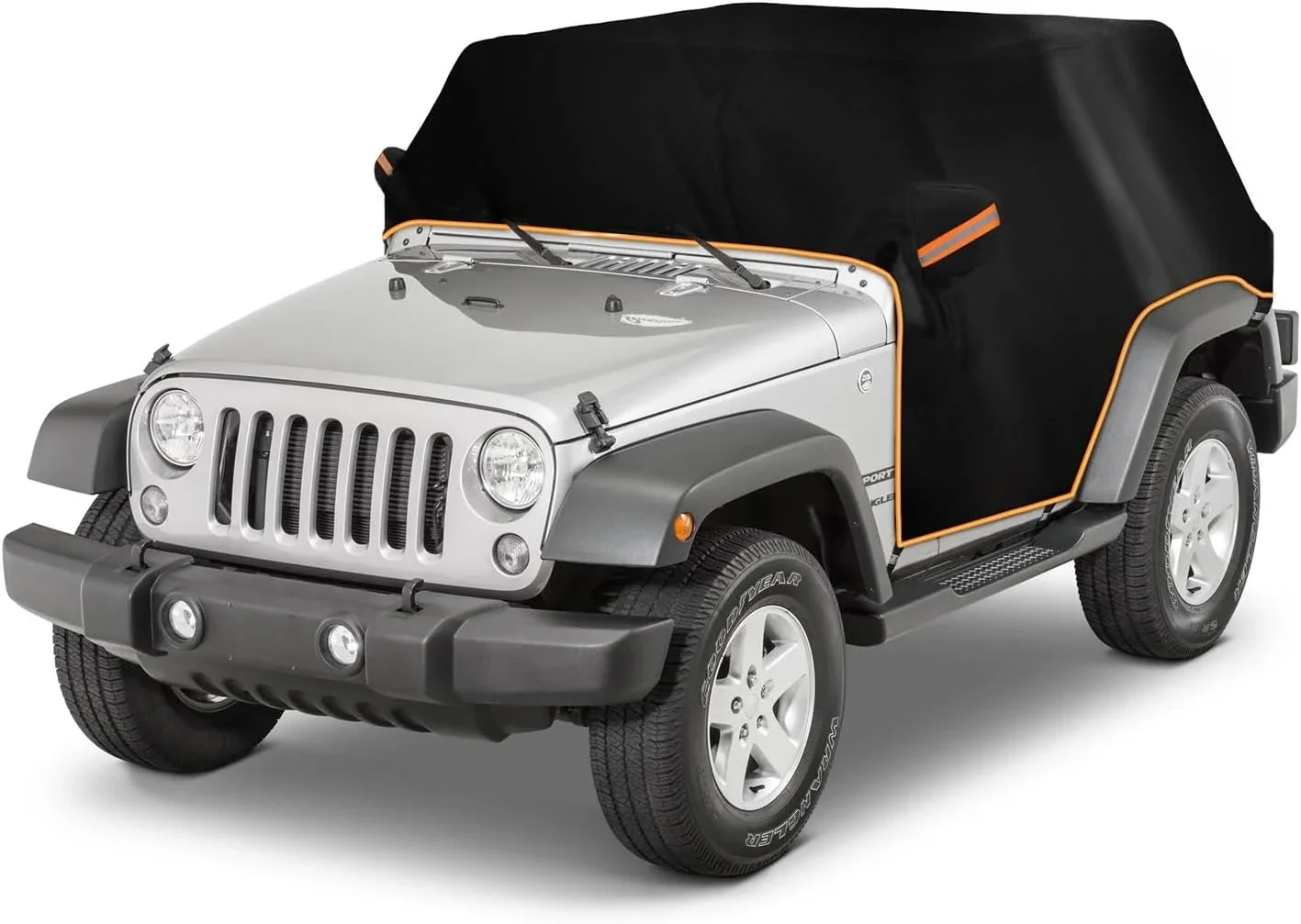 

Wrangler Cab Cover for 2007-2025 Jeep Wrangler JK JL 2 Door, Half Car Cover Waterproof Oxford with Reflective Strip,