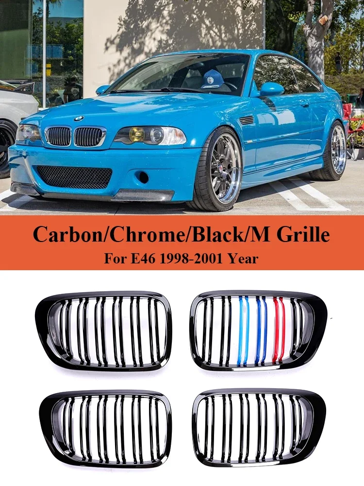 

For BMW 3 Series E46 1998-2003 Front Bottom Bumper Kidney Gloss Black Grills Racing M Color Grille 2/4 Doors 325i 320i 330i